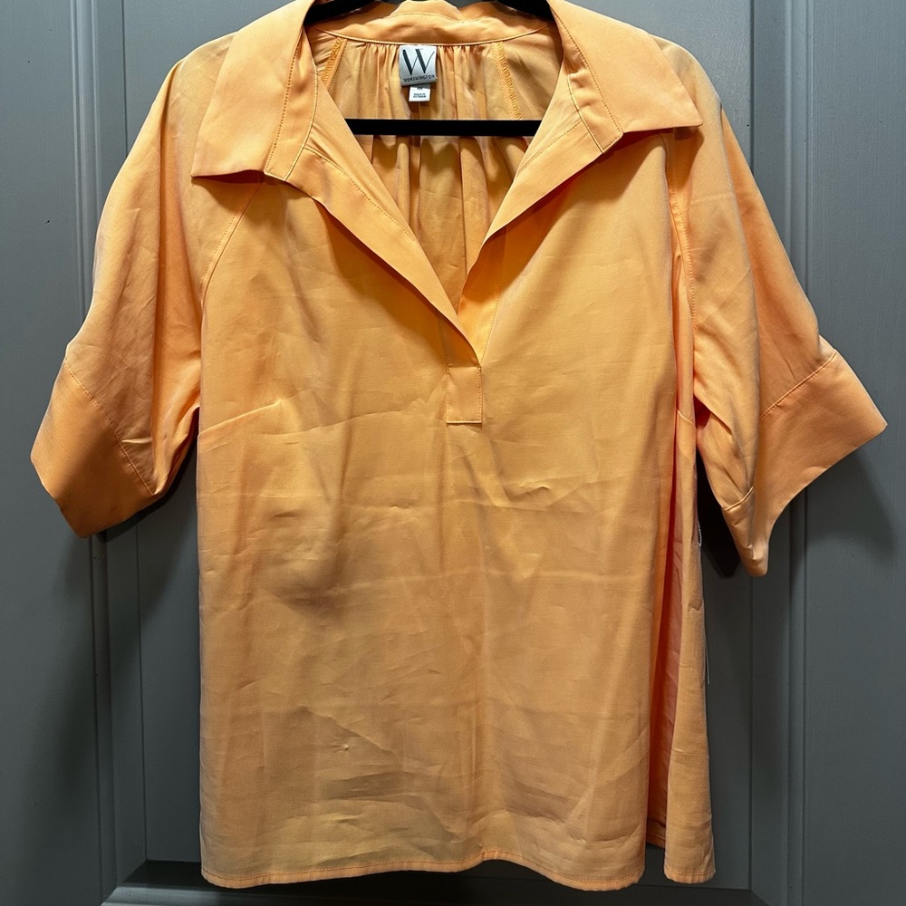 Worthington Size 0X Peach Pullover V-Neck Blouse NWT